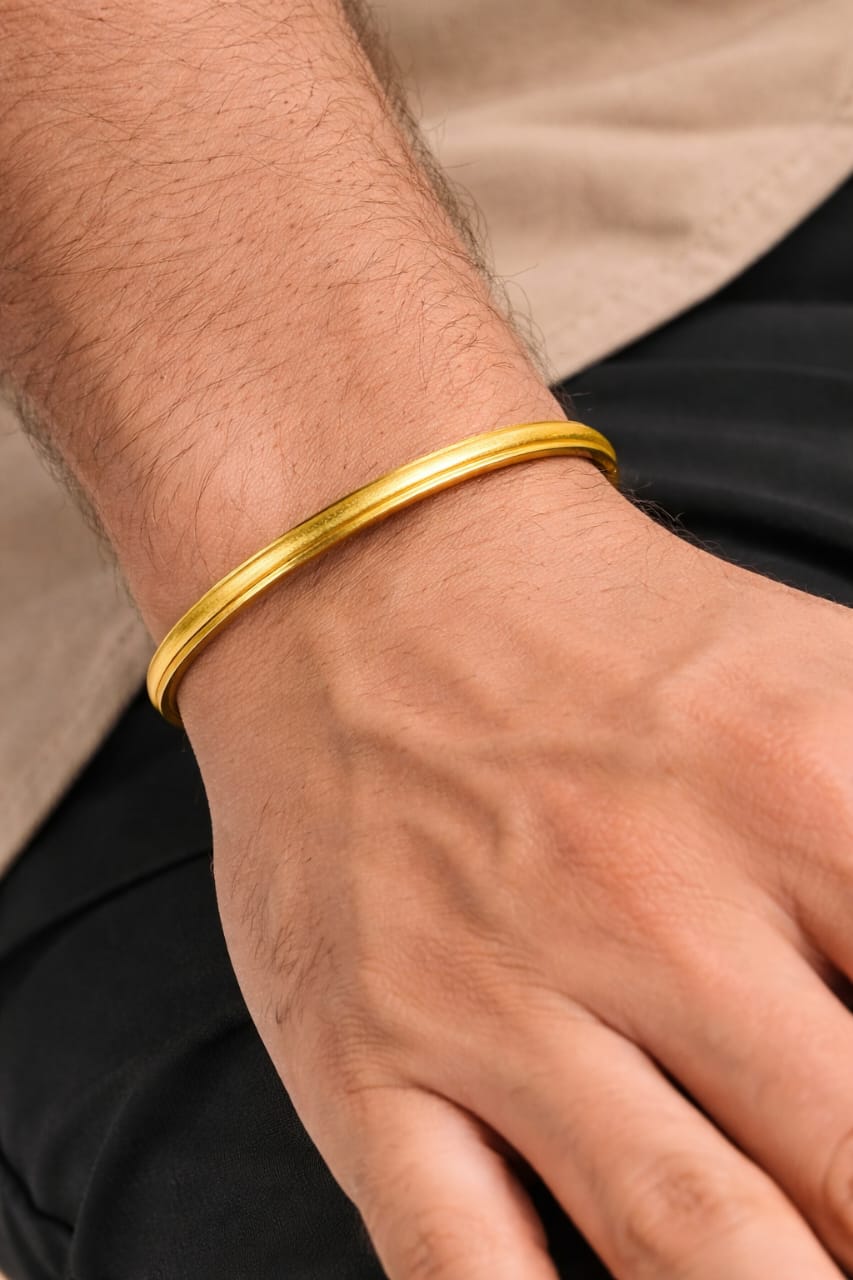 Men’s Premium Micro Gold Plated Kada – Classic Daily Wear Bracelet