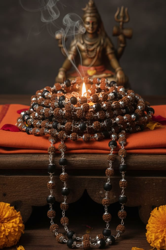 Karungali & Rudraksha Mala 6mm
