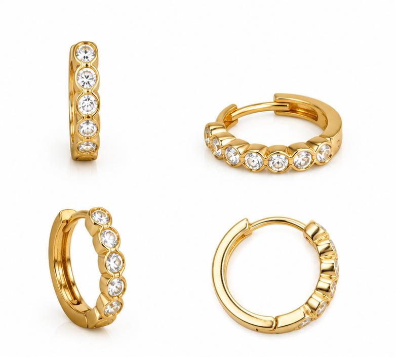 Microgold Diamond Stud Hoop Earring for Men | Premium Gold Finish
