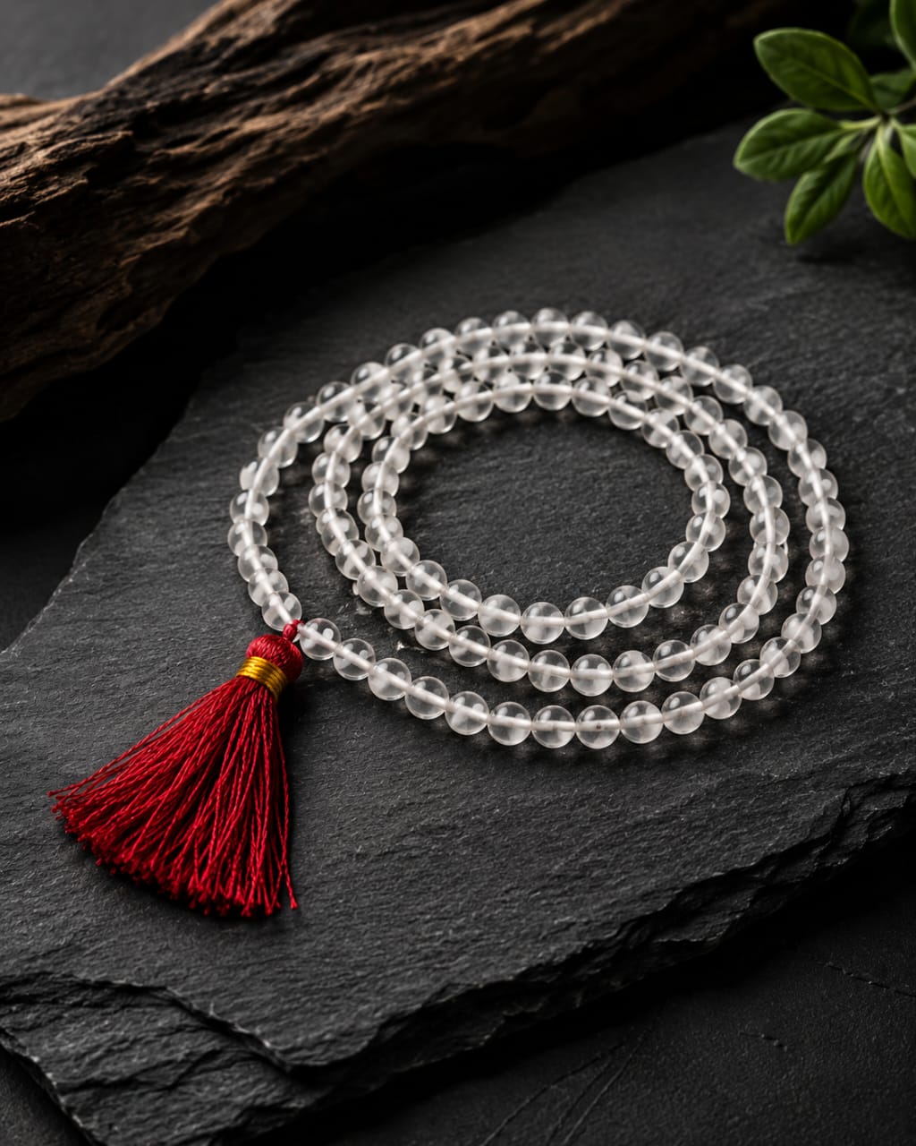 "Natural Spatika Mala 108 Beads – Original Sphatik Crystal Prayer Mala for Meditation & Chanting"
