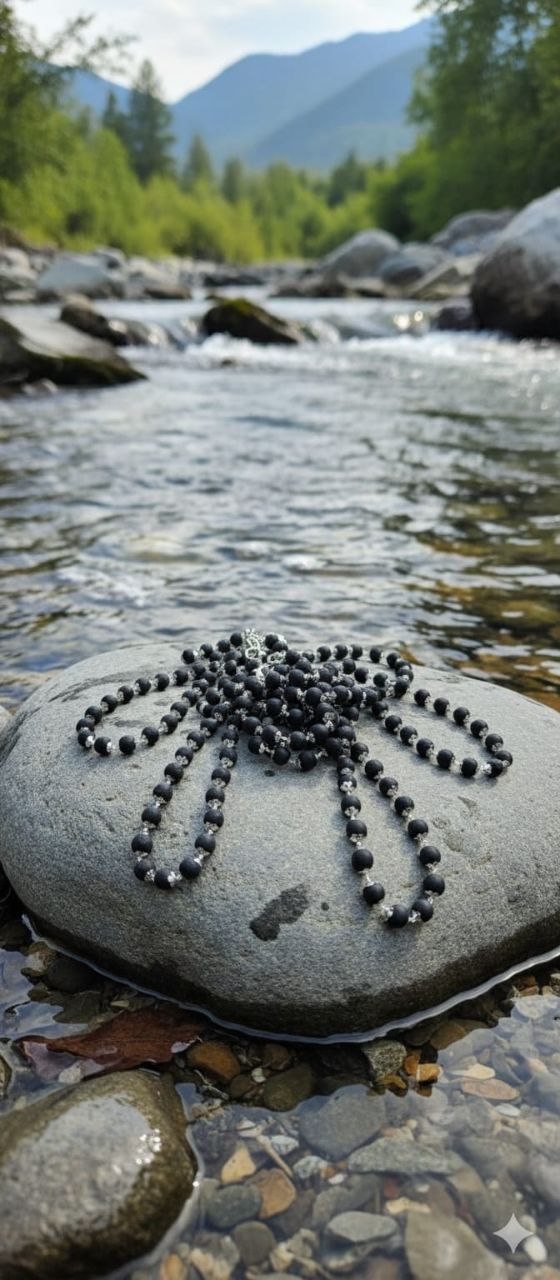 Original Karungali Beads caps Mala 8mm